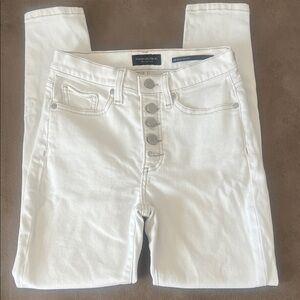 Banana Republic Off-White Button-Fly Jeans